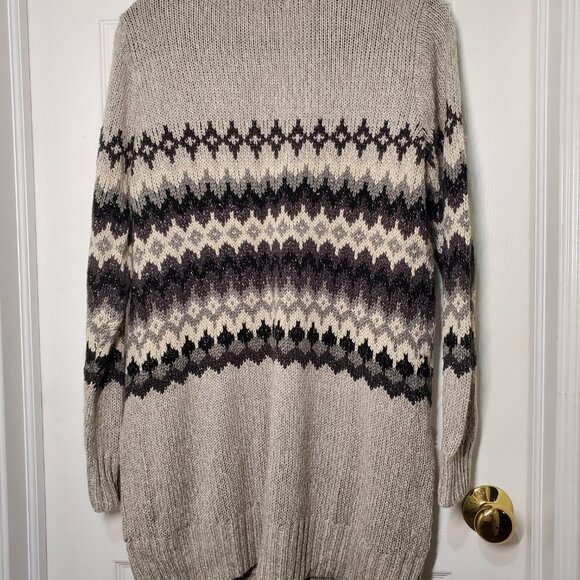 Sonoma Life + Style Women's Long Patterned Cardigan Sweater w. Pockets Size LG - Picture 6 of 8